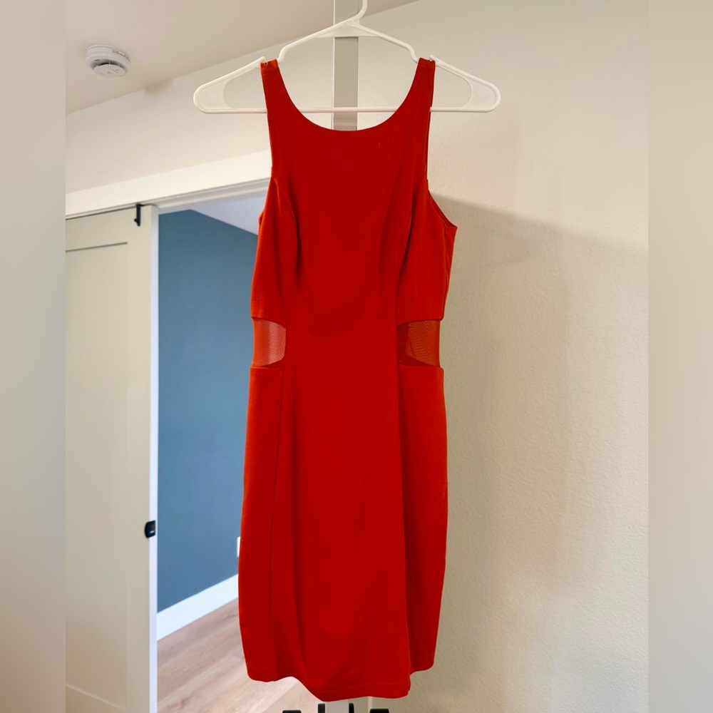 Ark & Co Vibrant Red Orange Mini Dress